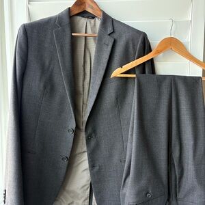 Banana Republic Modern slim fit Gray 100% Wool Blazer Suit 40L Pants 33 x 34 set